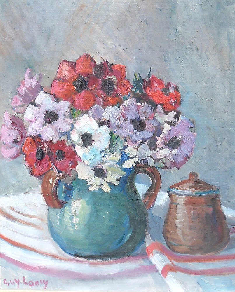 Pot vert aux anémones